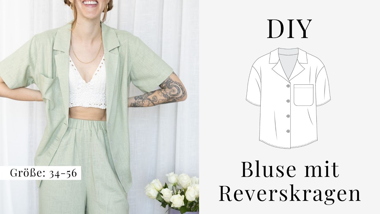 Lockere Hemdbluse mit Reverskragen nähen | Schnittmuster und Nähanleitung für eine Leinenbluse