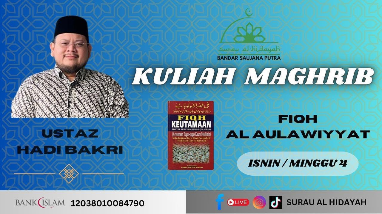 🔴 (((LIVE))) 🕌 Siaran Langsung Kuliah Maghrib Berkitab -  Ustaz Abdul Hadi Bakri Bin Abdullah
