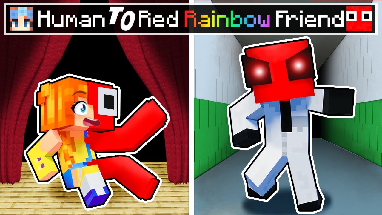 From HUMAN to RED RAINBOW FRIEND in Minecraft!