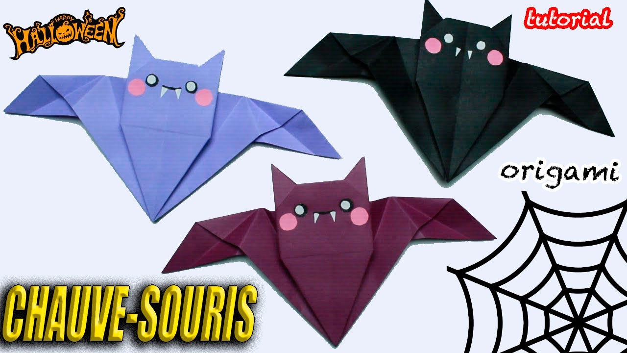Comment faire une chauve-souris origami 🦇 / artisanat simple en papier pour Halloween
