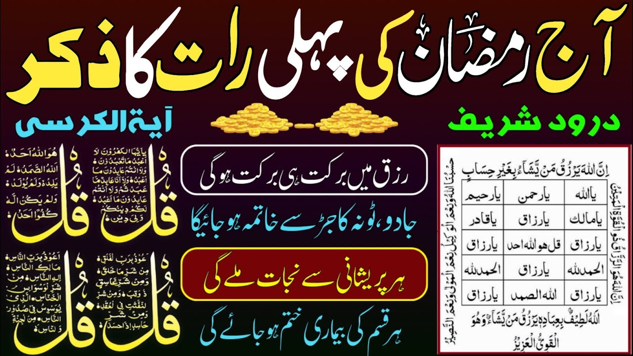 💰🤲Chand Raat Special Wazifa 🌙 Pehli Raat e Ramzan Powerful Azkar | Darood Tanjina, Ayatul Kursi, 