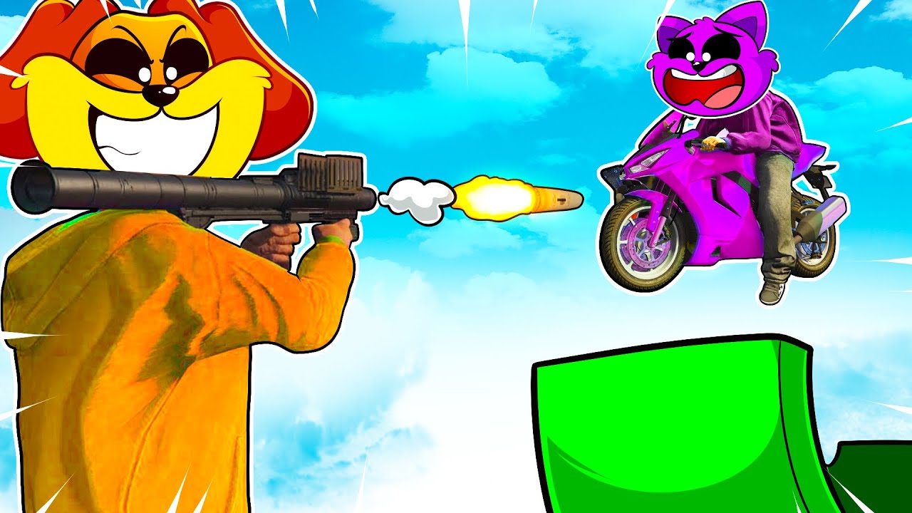 DogDay e CatNap no BAZUCA vs MOTOS do GTA V