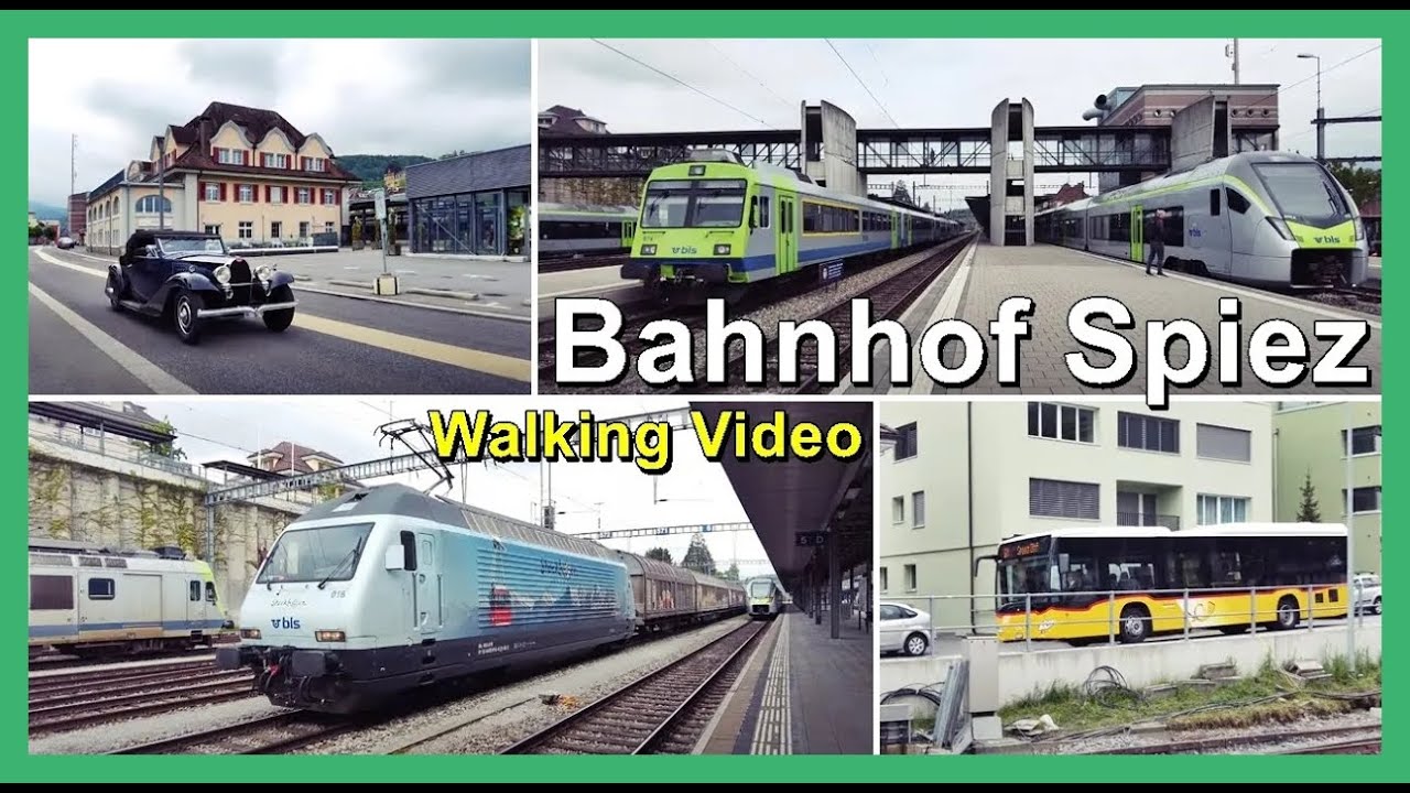 Swiss Railway Station walking tour / Rundgang beim Bahnhof Spiez. Kanton Bern, Schweiz 2023