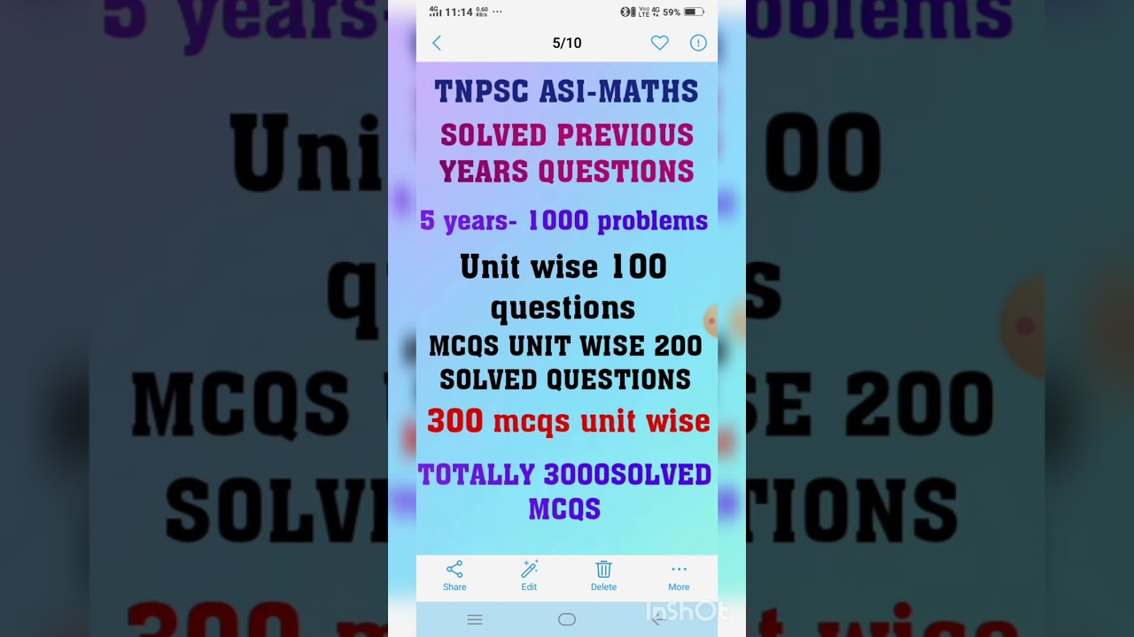 TNPSC-ASI-SOLVED PREVIOUS YEARS QUESTIONS-1000 PROBLEMS-UNITWISE 100 PROBLEMS-3000 MCQS-UNITWISE 300