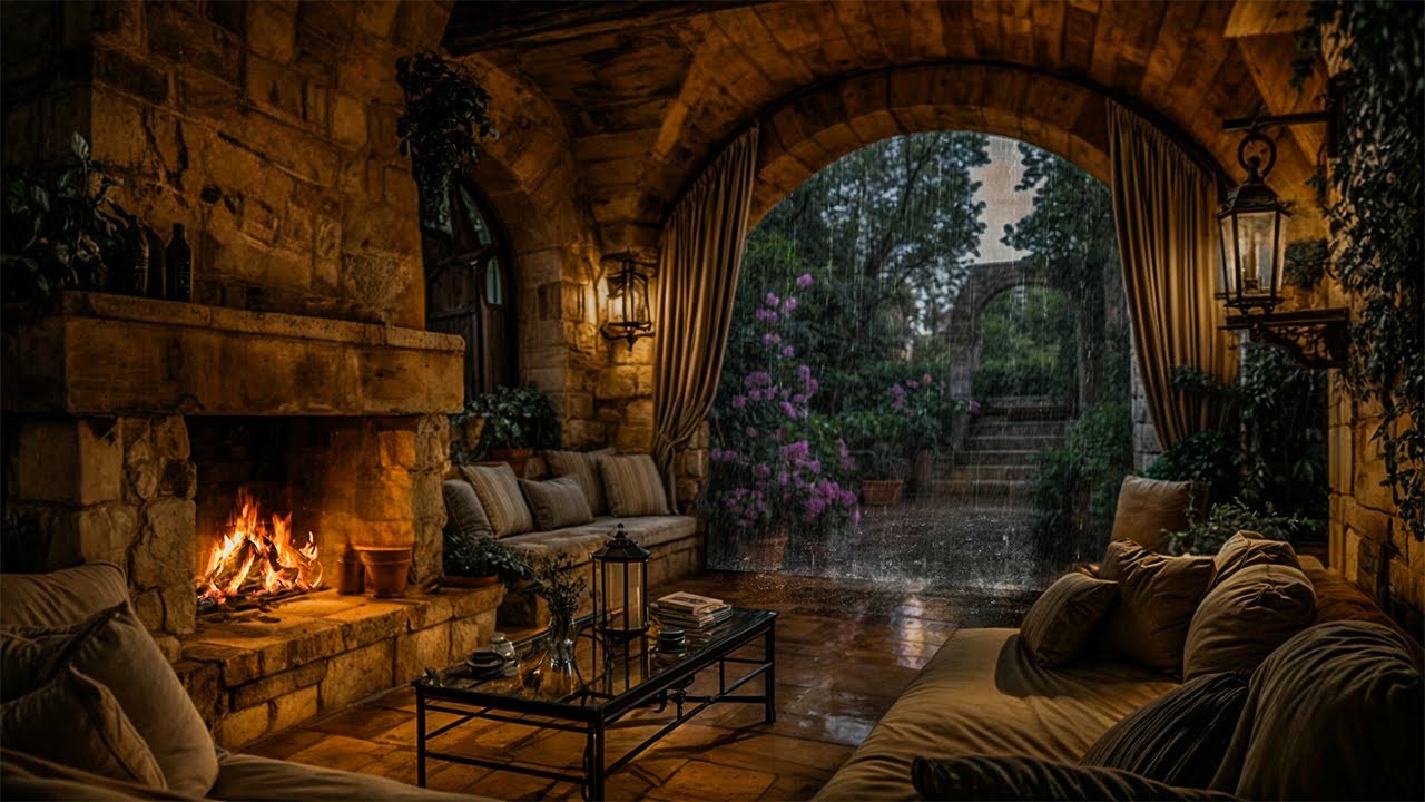 99% Will Sleep Soundly Like a Baby | Cozy Sound of Spring RAIN on the Garden Porch in the Evening