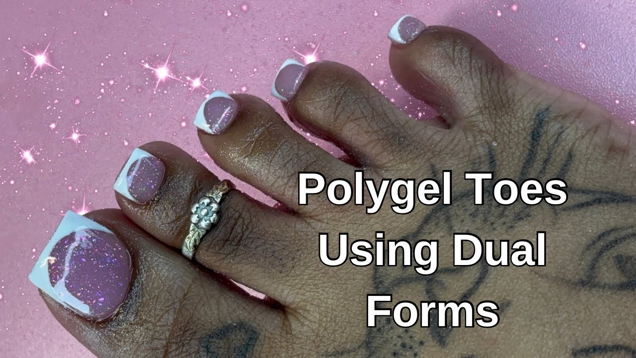 POLYGEL TOE NAILS TUTORIAL WITH FORMS | POLYGEL TOES FOR BEGINNERS WITH NAIL FORMS
