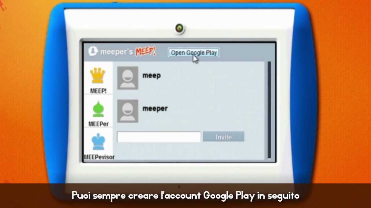 Registrazione Google Play -  Configurare un account Google Play sul Tablet MEEP!