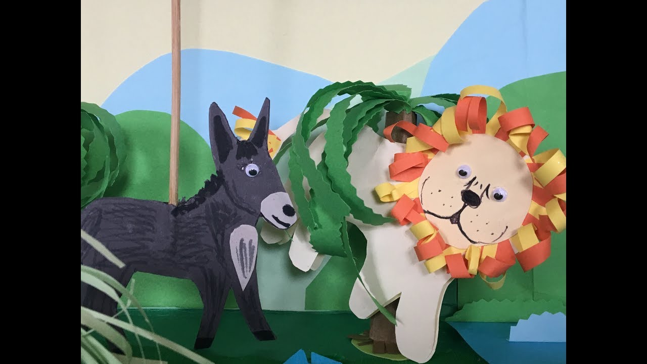 Puppet show - The donkey in the lion's skin + English subtitles (Bedtime stories for kids)