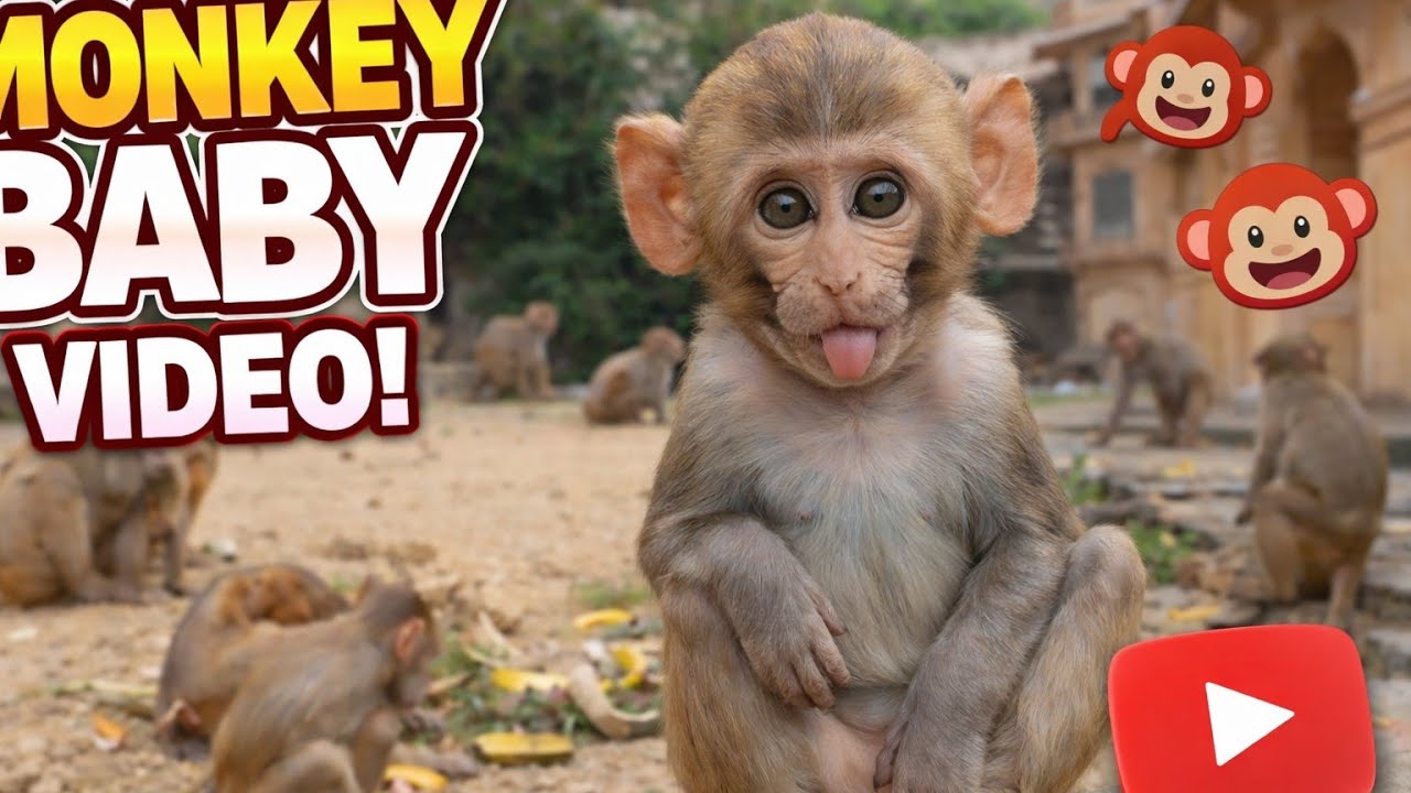 Cute Baby Monkey Eating Banana 🍌 | Funny Monkey Moments 😂