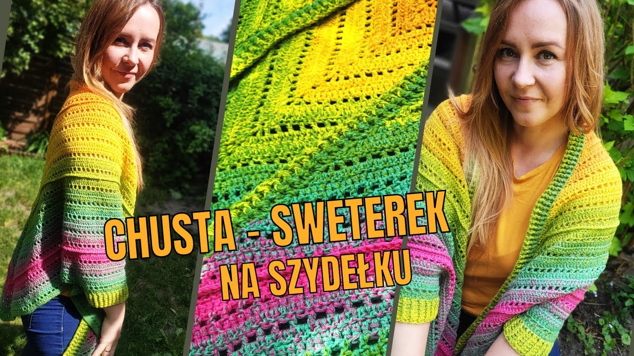 Chusta, sweterek, narzutka na szydełku, 