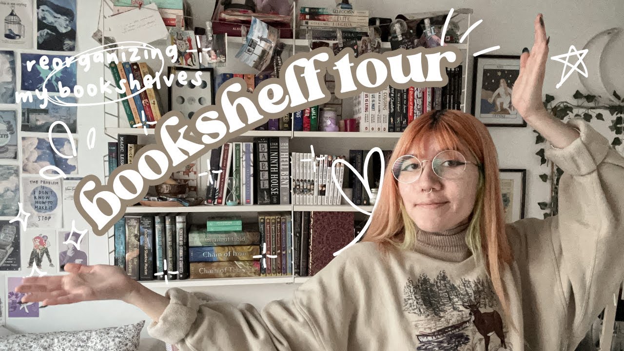 reorganizando mi librero + bookshelf tour!! 🧸🧋✨
