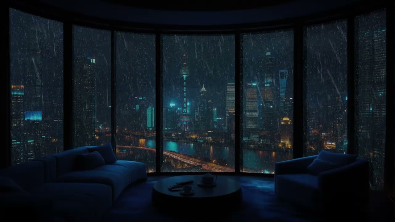 Midnight Rain Over Downtown City 🌆 Deep Relaxing Urban Rain (3 Hours)