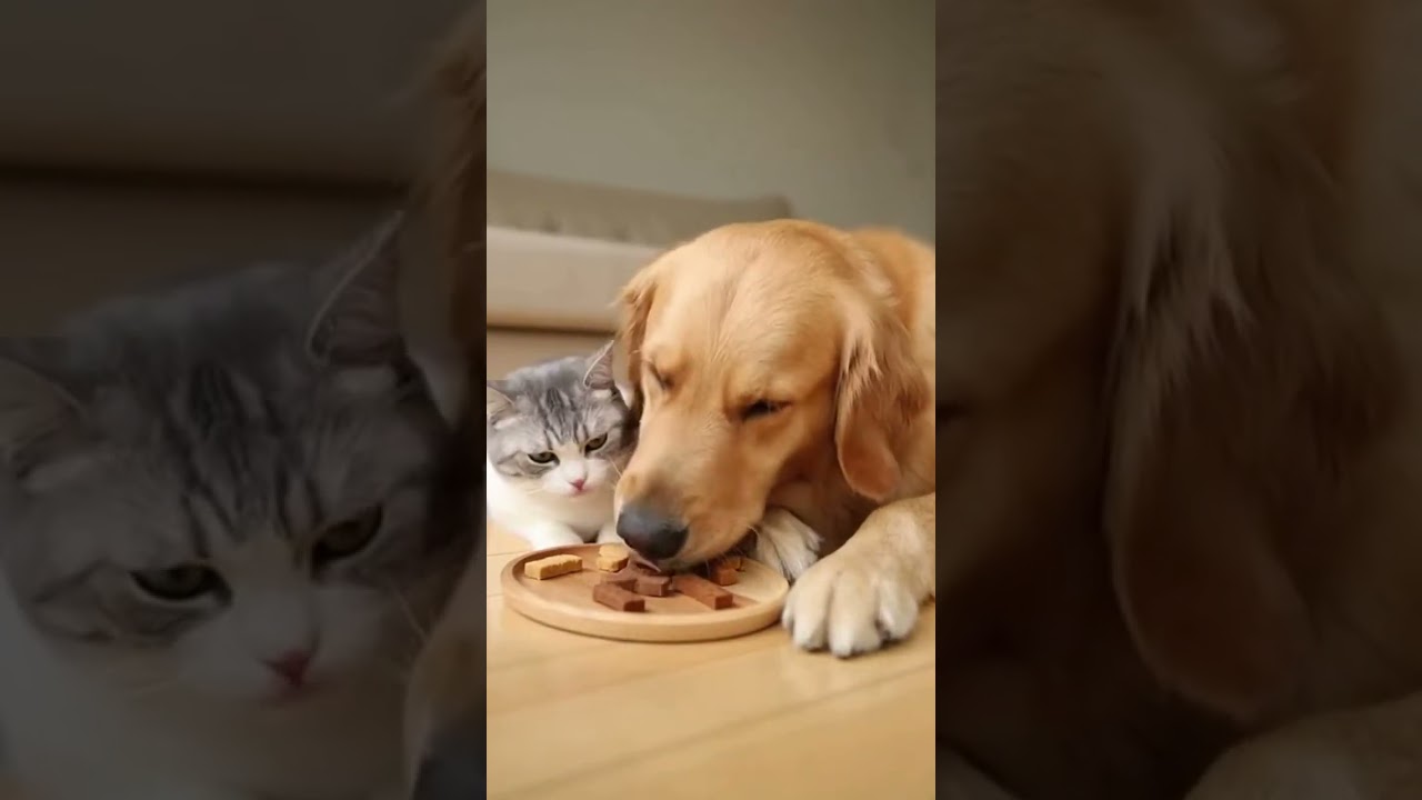 Best Friends 🐶🐱 Sharing Snacks ASMR