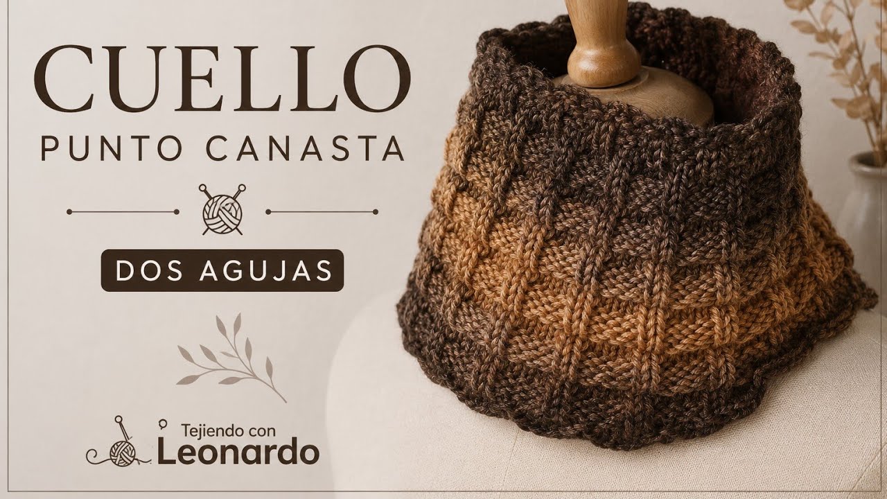 Cómo Hacer Punto canasta en cuello redondo/Tejiendoconleonardo