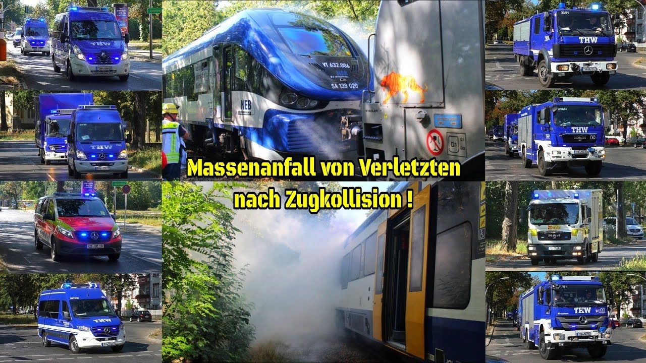 [ZUGKOLLISION + MANV 🚄💥] Einsatzfahrten 》THW, ASB & DB || Einsatzübung in Berlin / +Einsatzstelle