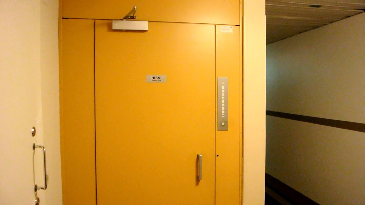 Awesome original 1974 Valmet-Schlieren fast traction elevator @ Vislauskuja 5B, Helsinki, Finland
