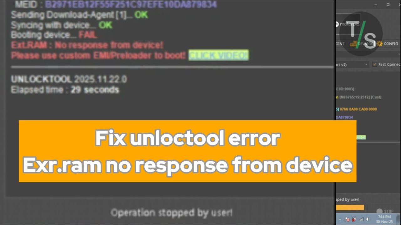 fix unlocktool ext ram no response from device
