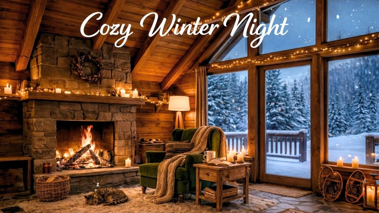 Warm Fireplace Ambience 🕯 Soft Winter Music for Study, Relax & Focus