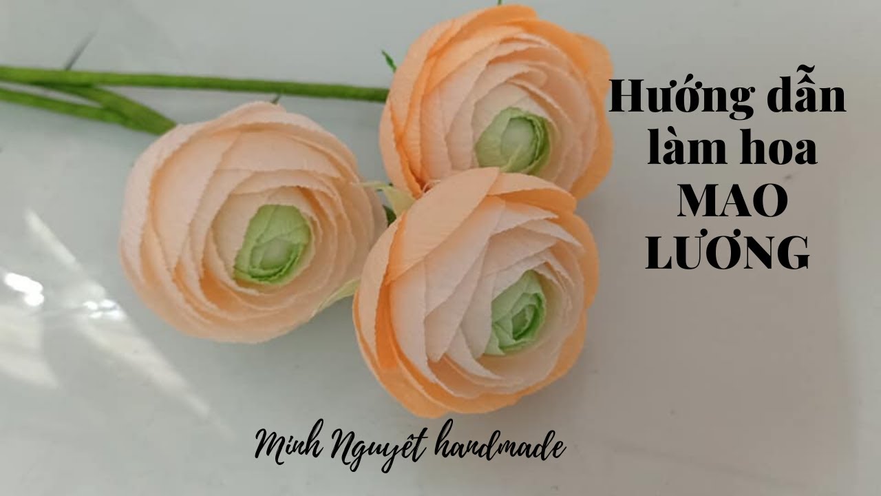 Hướng dẫn làm hoa mao lương giấy nhún | how to make Ranunculus paper | Minh Nguyệt handmade