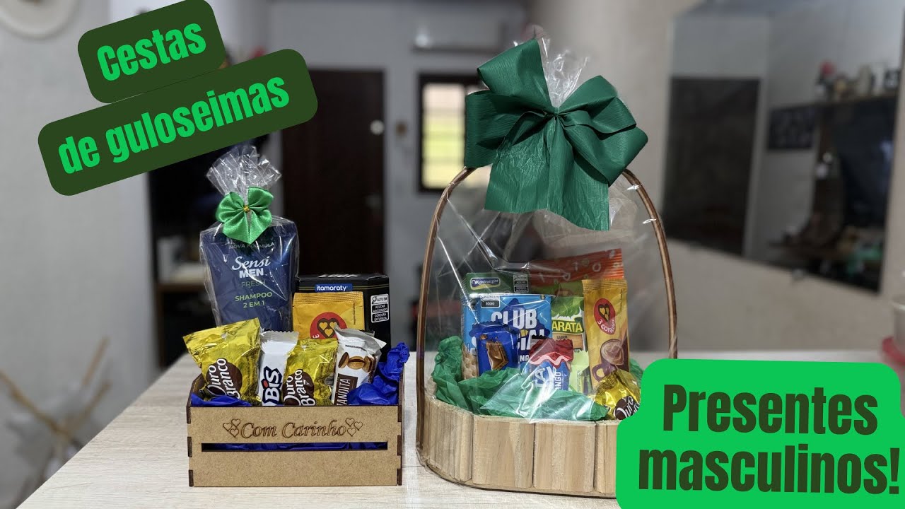Cestas de guloseimas, ótima opção para presente masculino! 