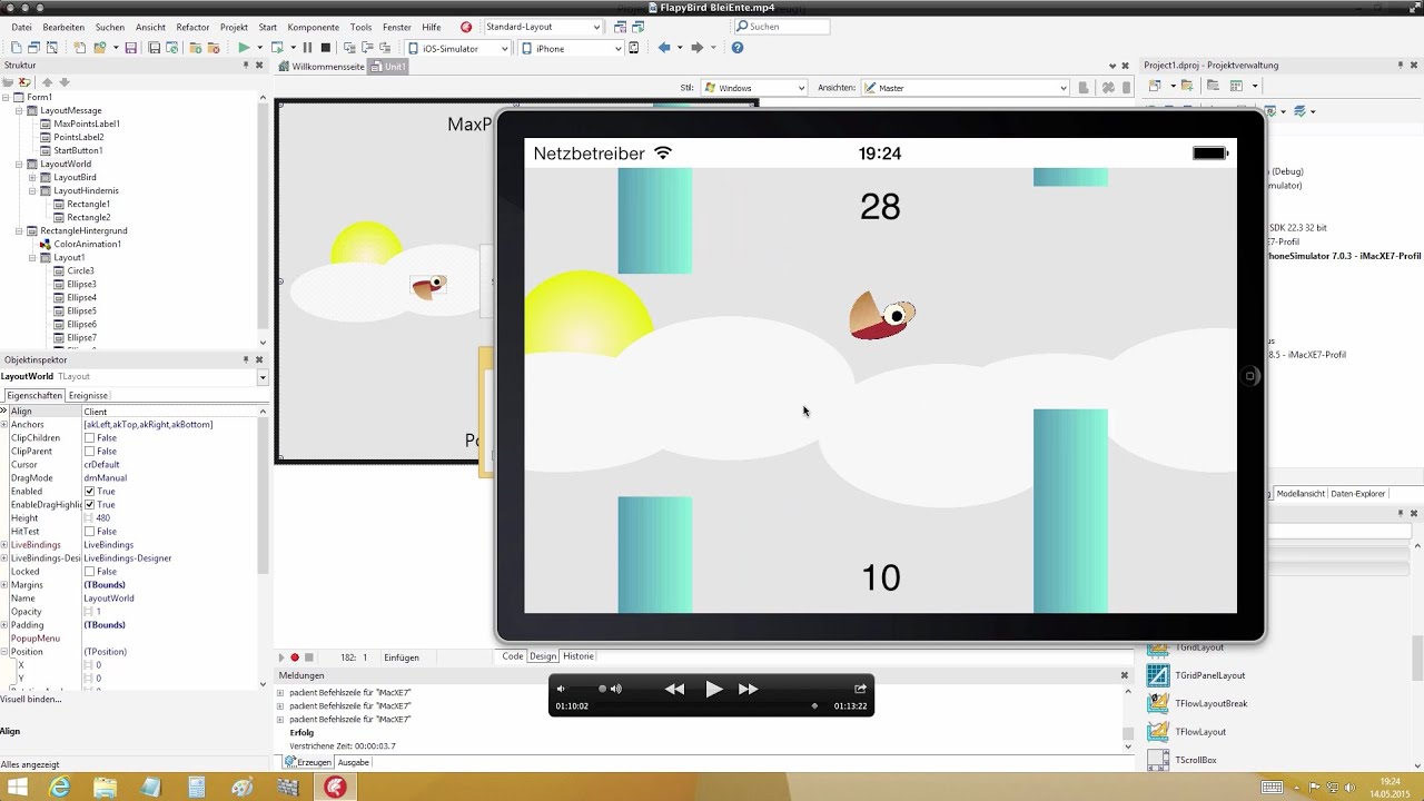 Tutorial: Heavy duck learns to fly with FireMonkey XE7 (Delphi XE7) on Win, OSX, iOS