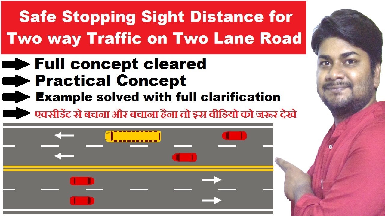 Safe Stopping Sight Distance with Full Practical Concept with Examples | Transportation Engineering
