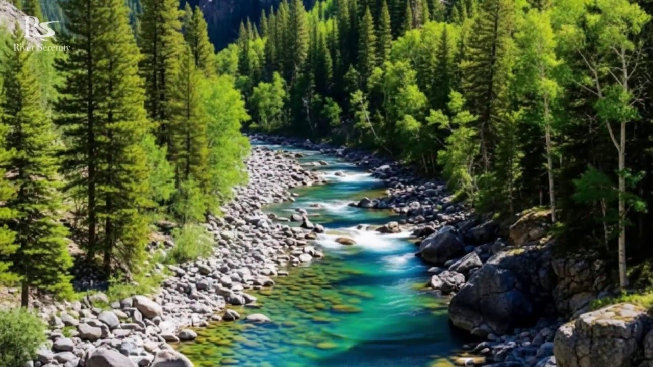 River Waterfall Flowing in a Mountain Forest 24/7. Waterfall Sounds. White Noise for Sleeping. #2