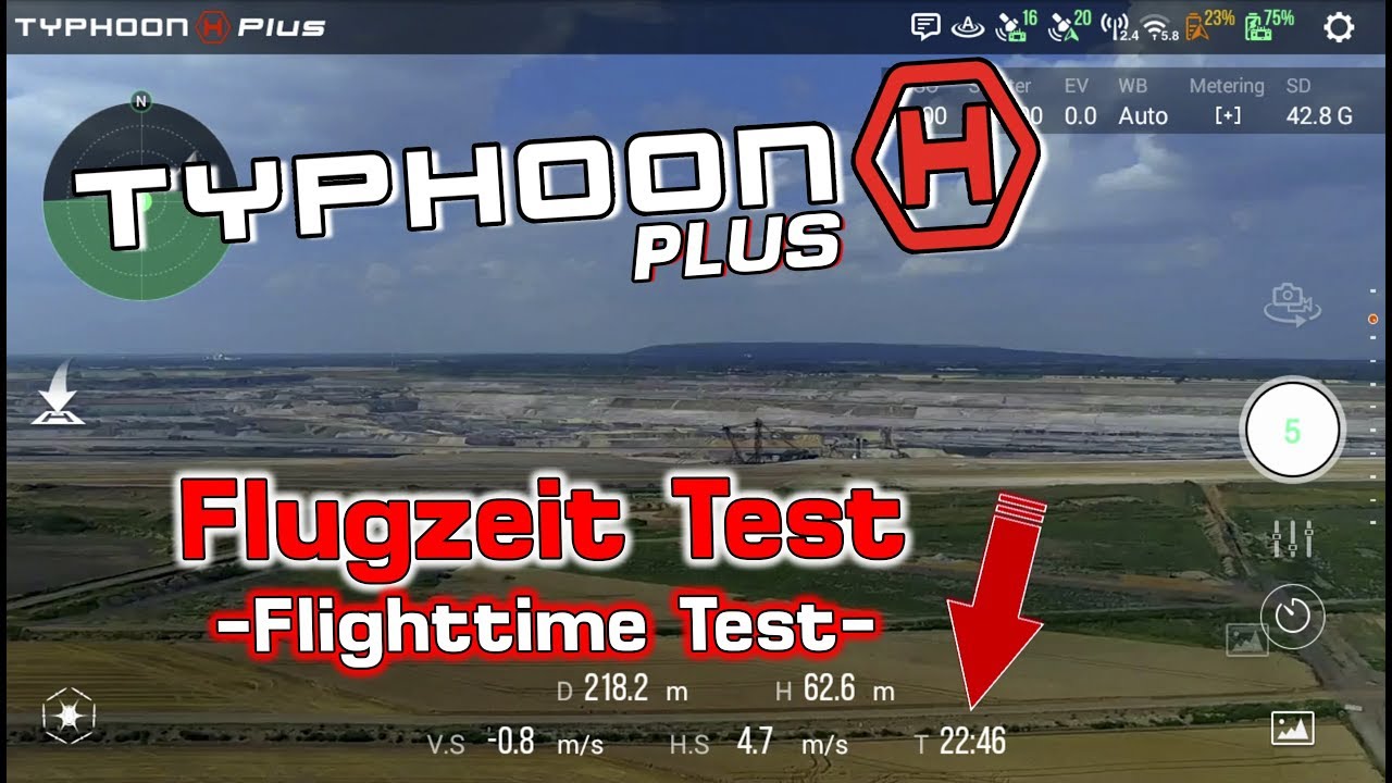 Yuneec Typhoon H Plus - Flugzeittest | Flighttime Test (german deutsch)
