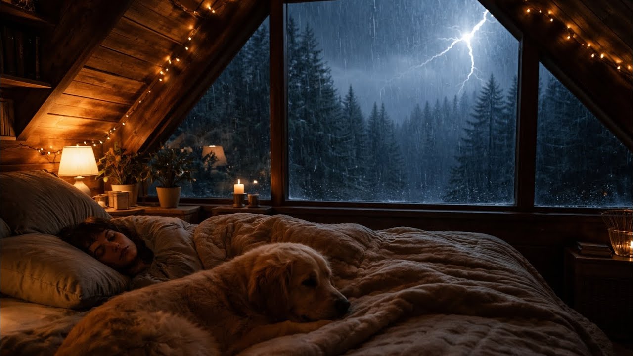 Heavy Thunderstorm & Rain Sounds for Deep Sleep in a Cozy Attic | Sleep in 5 Minutes