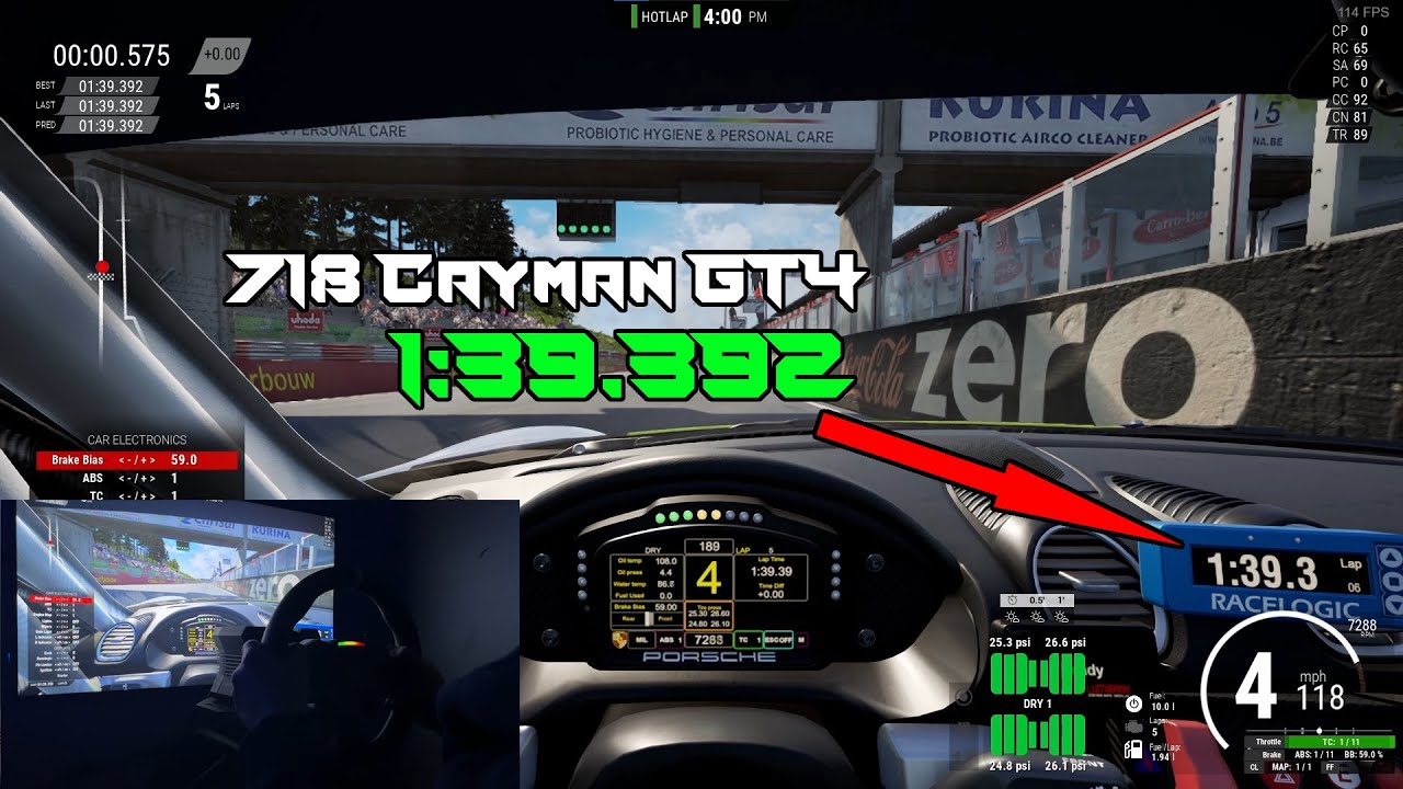 ACC 718 Cayman GT4 - 1:39.392 Zolder