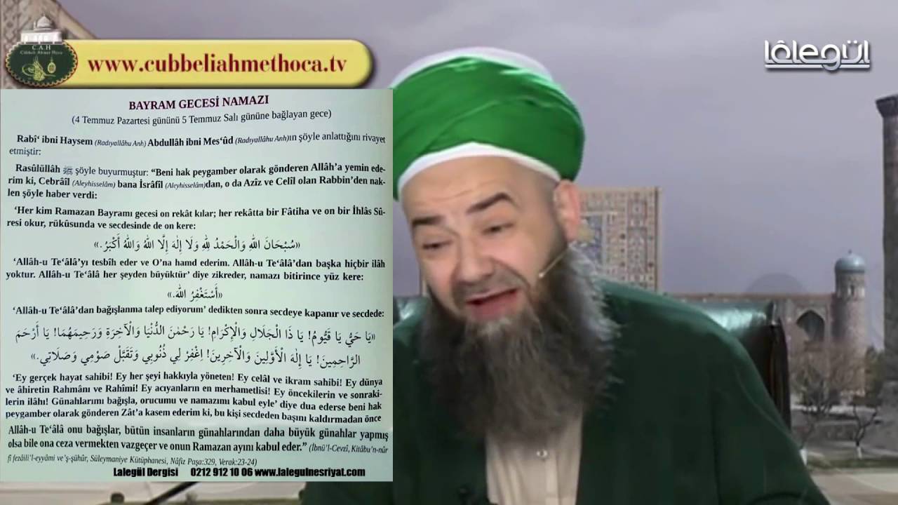 Ramazan Bayramı Gecesi (Pazartesi Gecesi) Namazı Tarifi - Cübbeli Ahmet Hocaefendi