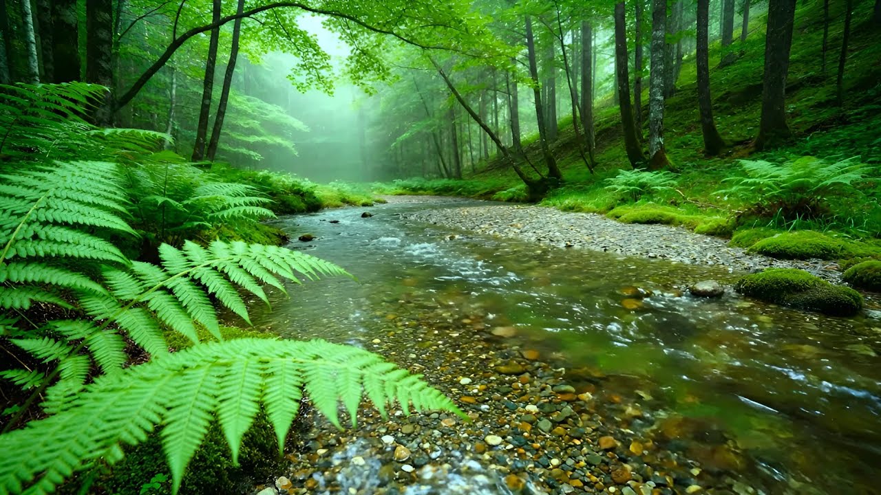 Calming Forest Ambience Birds Singing Beautiful Stream Sounds for Medicine, Deep Sleep, Study ASMR
