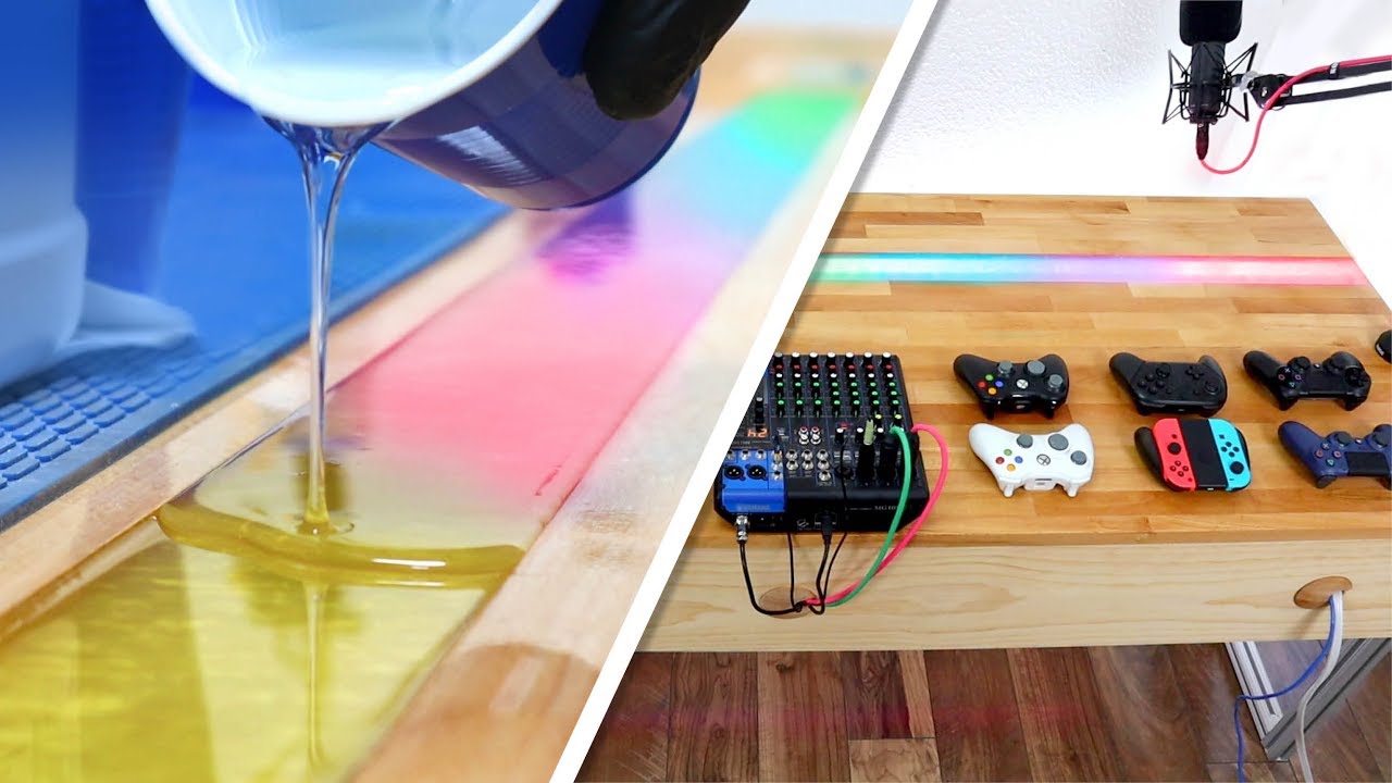Rainbow Resin LED Desk DIY 🌈💡 (+ ultimate cable organization!)