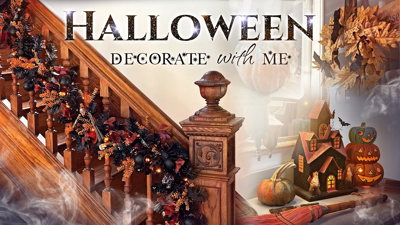 Halloween Decorate With Me 2023! Witchy Halloween Garland, Entry Decorating, Kitchen Wreaths & More!