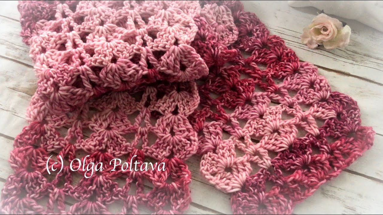 How to Crochet Bulky Lacy Scarf, Mandala Watercolors Lion Brand Yarn, Crochet Video Tutorial
