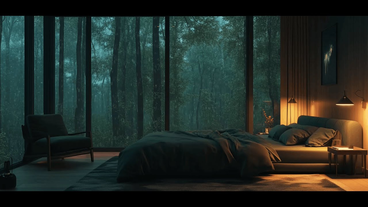 10 Hours Forest Rain at Night 🌧️ Glass Room Sounds for Deep Sleep | No Music