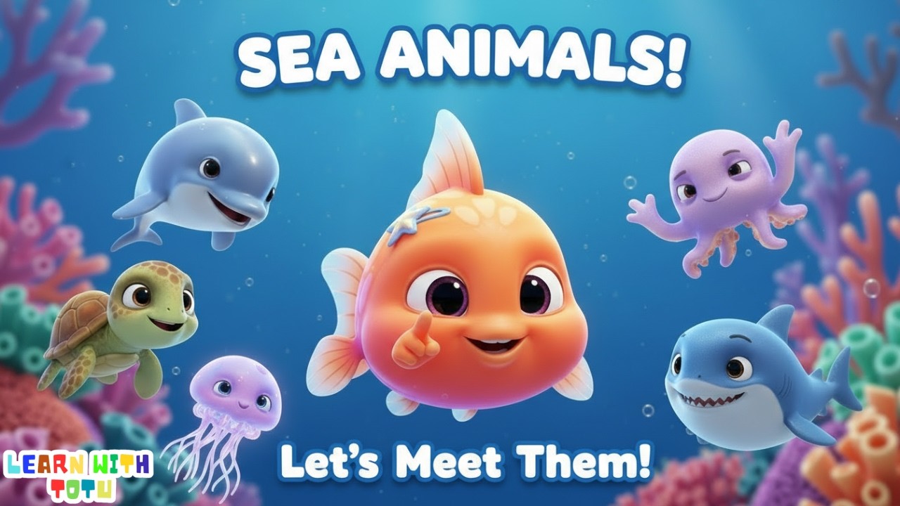 Meet Sea Animals 🦈🐢 Cute Preschool Learning Video
