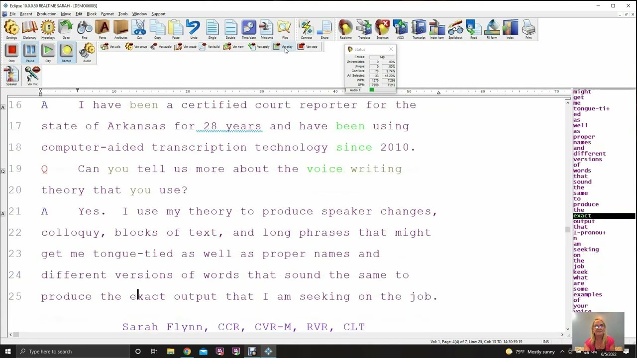Demonstration of realtime voice writing