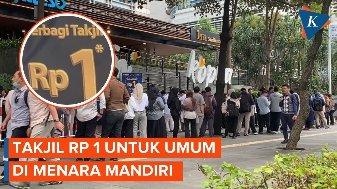 War Takjil Rp 1 di Menara Mandiri, Antrean Mengular