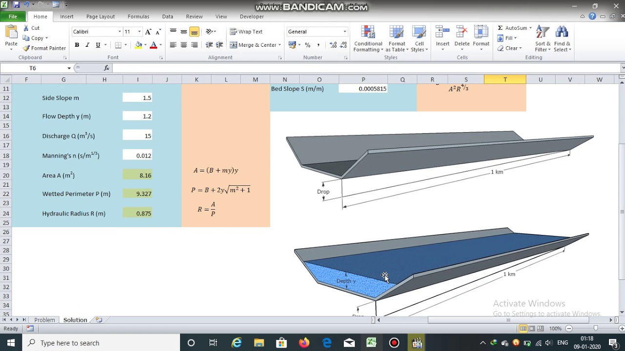 Bed slope required in a trapezoidal channel to carry discharge at a certain depth |Open Channel Flow