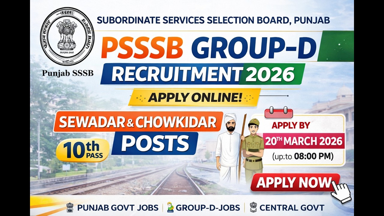 PSSSB Group D Recruitment 2026 Apply Online Full Notification Eligibility Selection