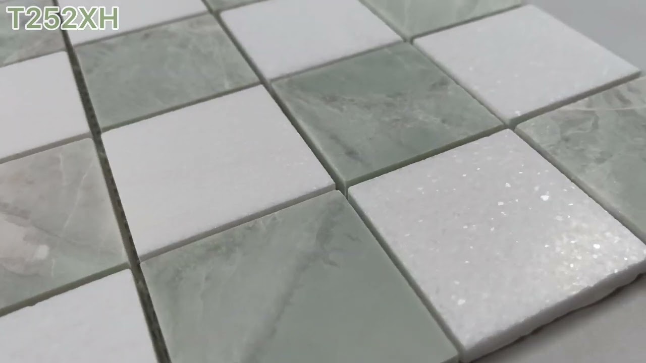 Marble Online - Thassos White Green Jade Marble 2x2 Checkerboard Mosaic Tile Honed