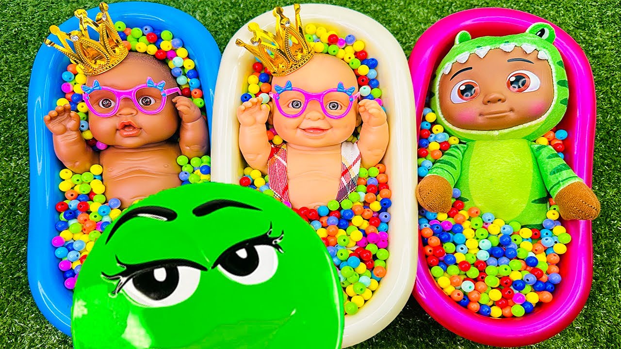 3 Minutes Satisfying with Full of 3 Rainbow BathTubs Candy with M&M's & Magic Slime Cutting Video
