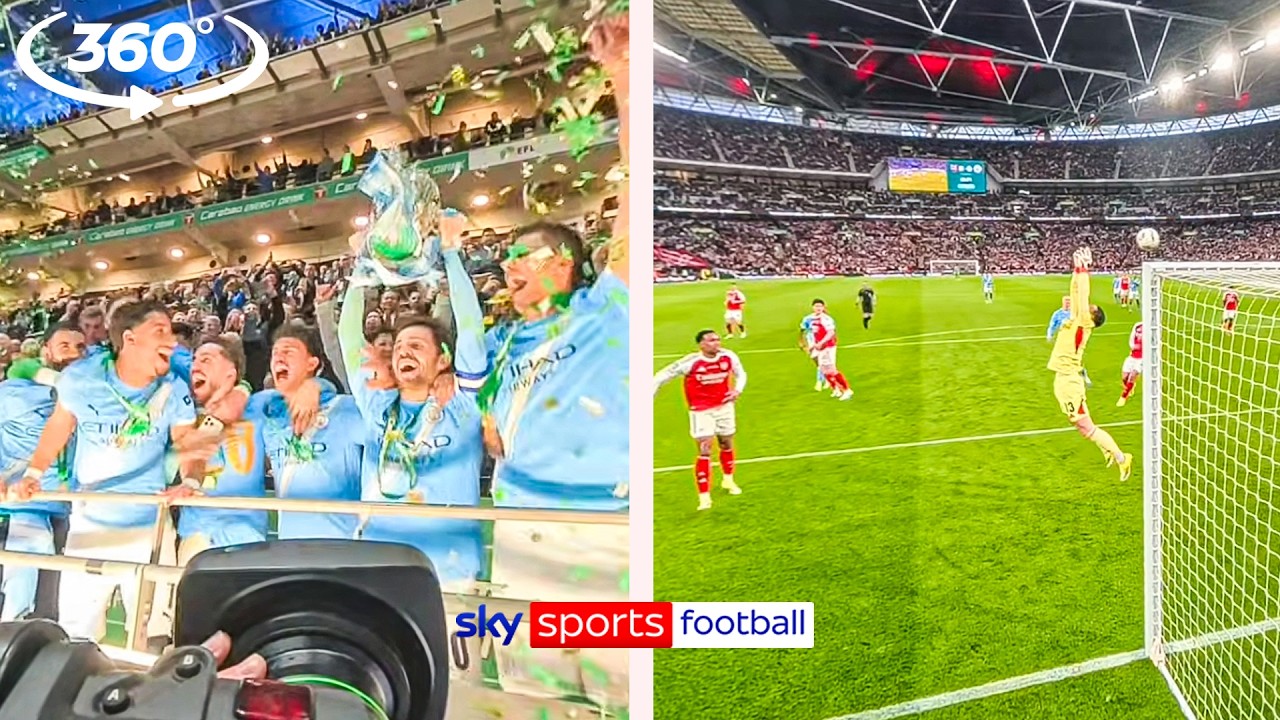 360&deg; VR Carabao Cup final highlights and Man City lifting the trophy | Arsenal vs Man City