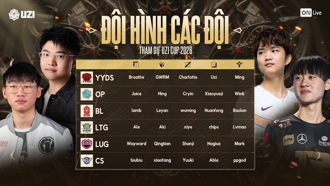 🔴 Trực Tiếp Uzi Cup 2026 Tiếng Việt | CS vs LTG | YYDS vs OP | BL vs LUG | 26/03/2026