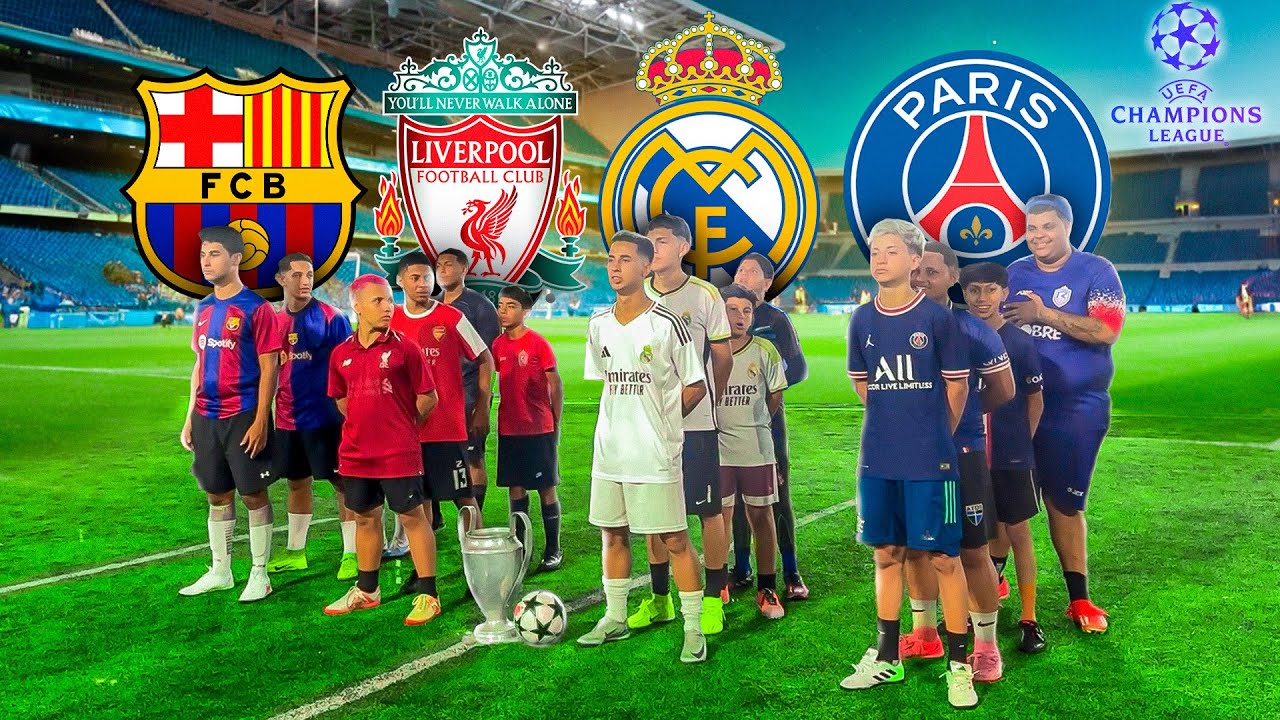 UEFA CHAMPIONS LEAGUE COM REAL MADRID, LIVERPOOL, BARCELONA E PSG