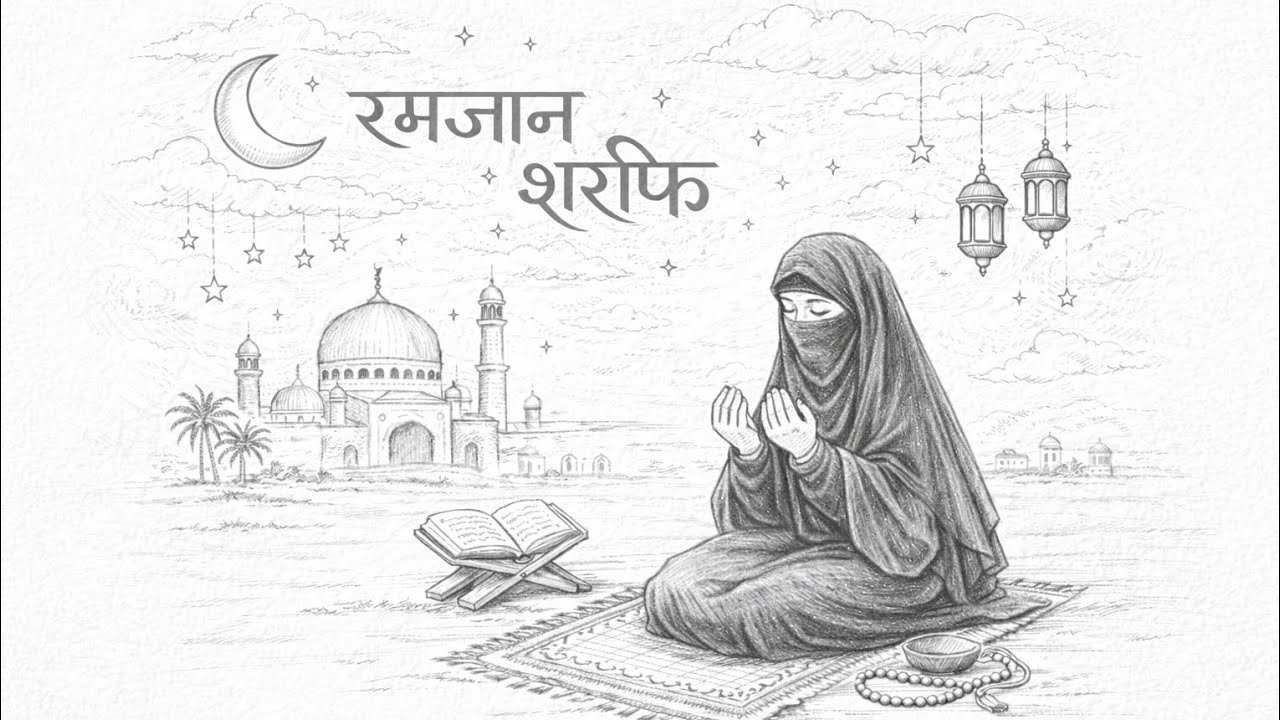 Ramzan 1st Day Special Drawing 🌙 | Beautiful Girl Dua Mangti Hui | Ramadan Mubarak 2026