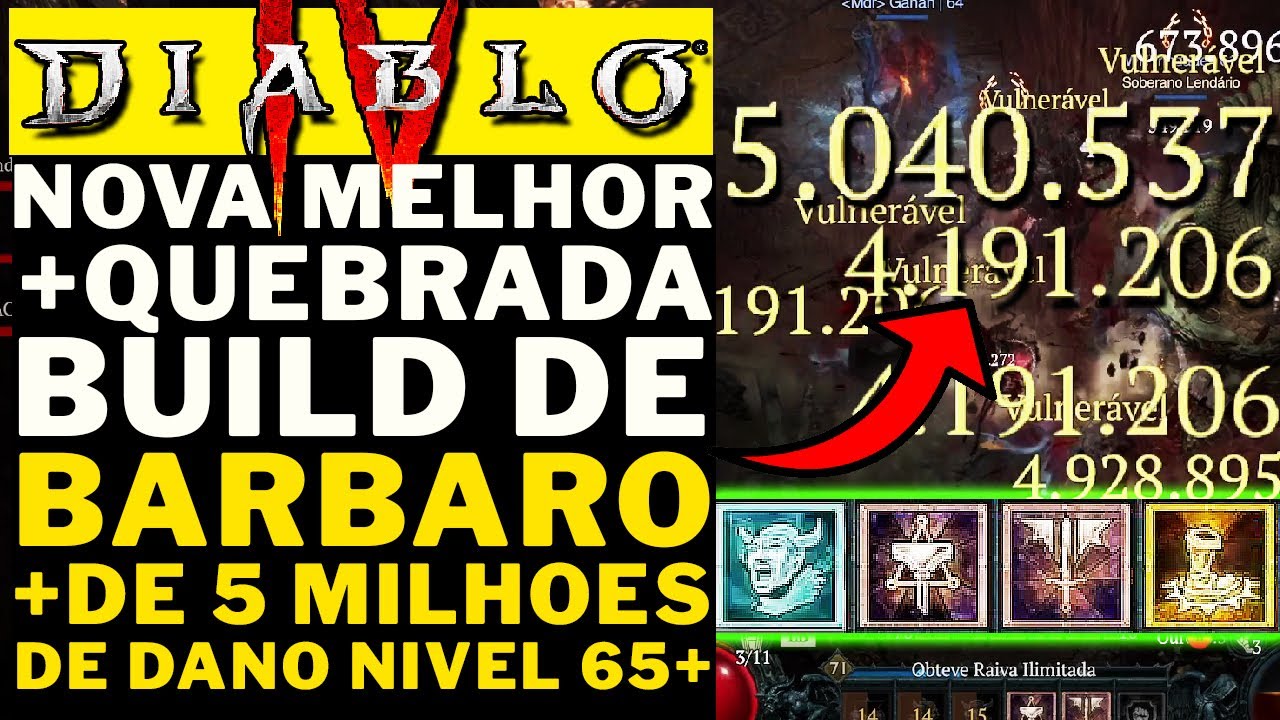DIABLO 4 - A NOVA MELHOR E +QUEBRADA! BUILD DE BARBARO! +DE 5 MILHOES DE DANO! NIVEL 65+!!