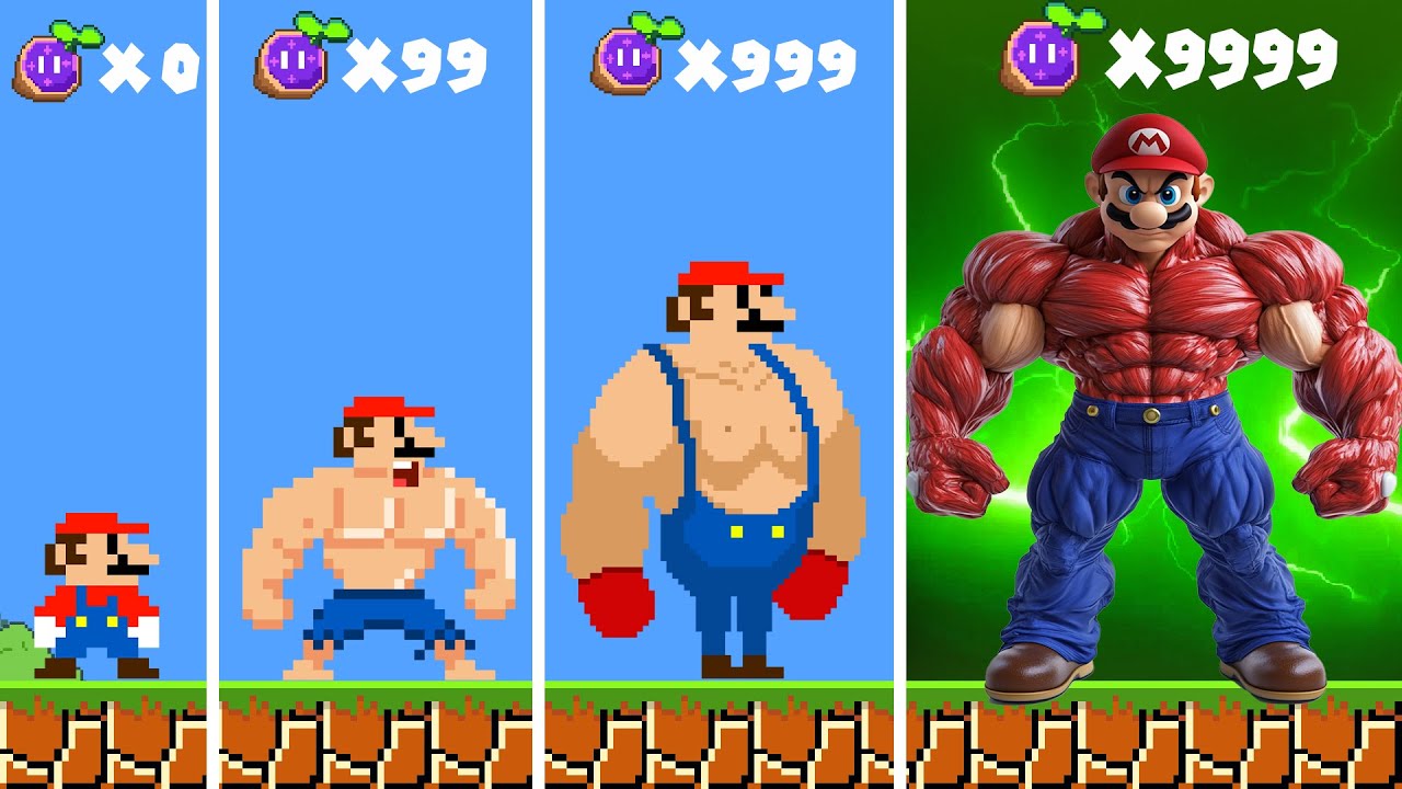 Super Mario bros but Every Seeds make Mario Strong & Stronger | Game Up