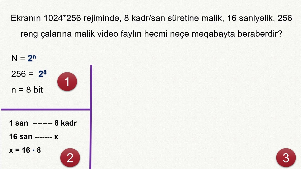 Dərs 2.4 Video informasiyanın həcmi